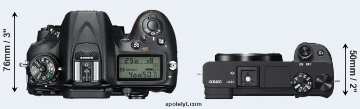 Compare D7200 versus A6400 top