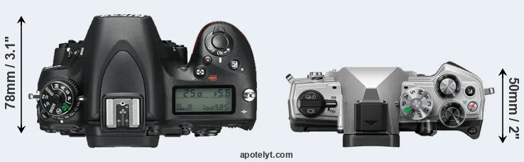 Compare D750 versus OM-5 top