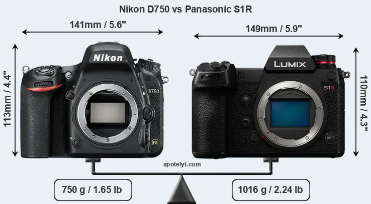 Size Nikon D750 vs Panasonic S1R