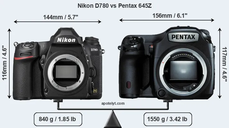 Size Nikon D780 vs Pentax 645Z