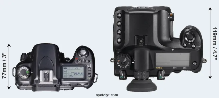 Compare D80 versus 645D top