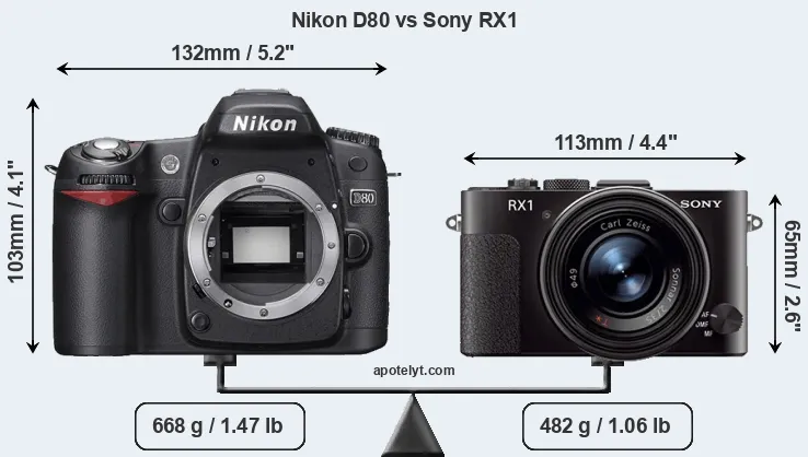 Size Nikon D80 vs Sony RX1