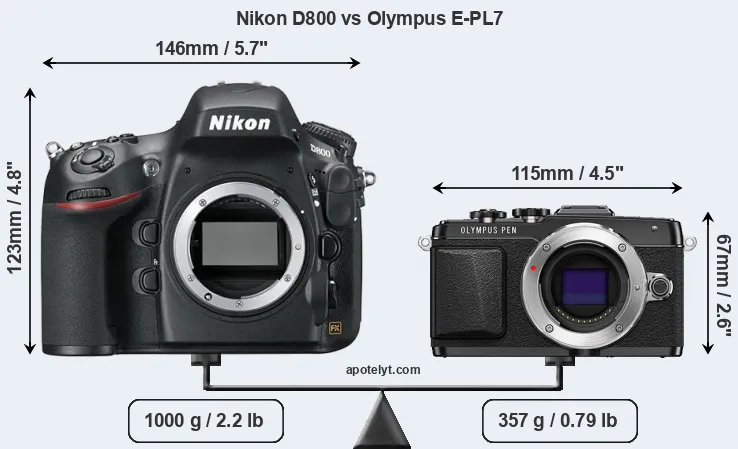 Size Nikon D800 vs Olympus E-PL7