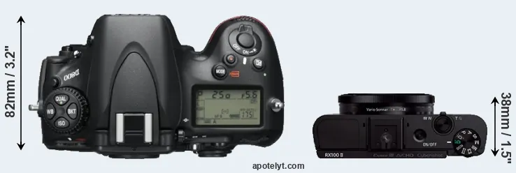Compare D800 versus RX100 II top