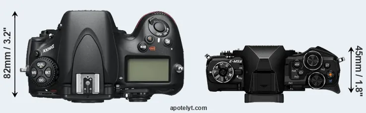 Compare D800E versus E-M5 II top