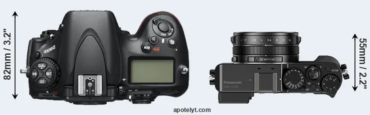 Compare D800E versus LX100 top