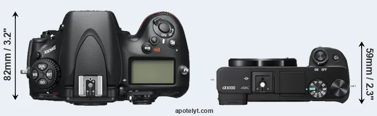 Compare D800E versus A6100 top