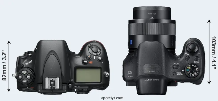 Compare D800E versus HX350 top
