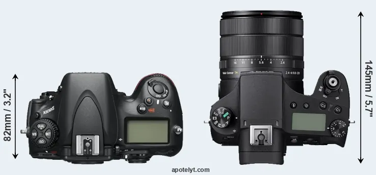 Compare D800E versus RX10 IV top