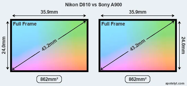Nikon D810 and Sony A900 sensor measures