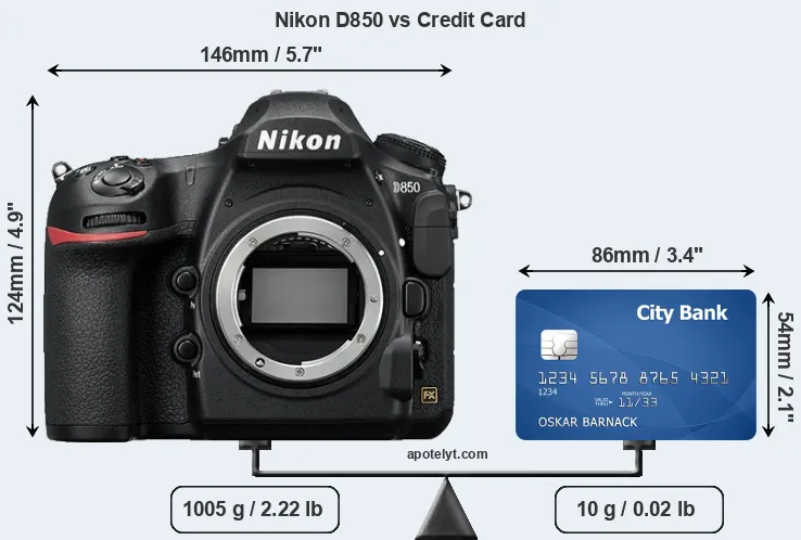 Nikon D850 vs credit card front