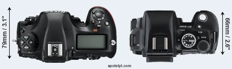 Compare D850 versus E-500 top