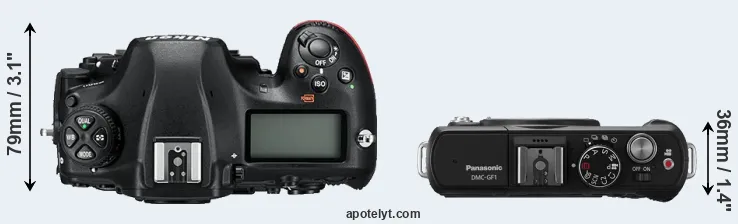 Compare D850 versus GF1 top