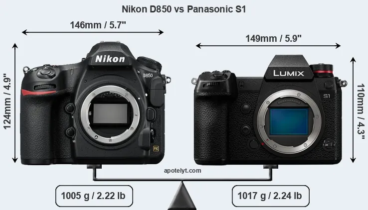 Size Nikon D850 vs Panasonic S1