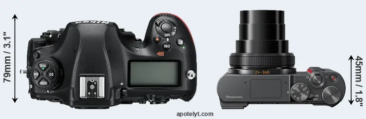 Compare D850 versus TZ200 top