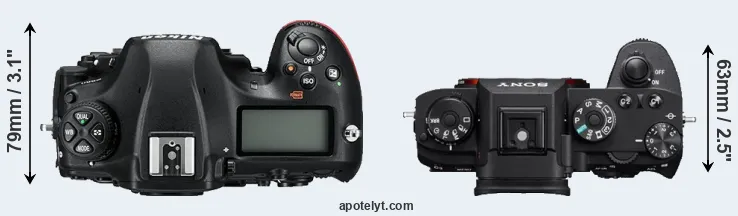 Compare D850 versus A9 top