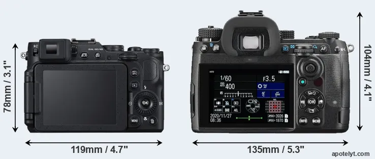 Comparison P7800 or K-3 III rear