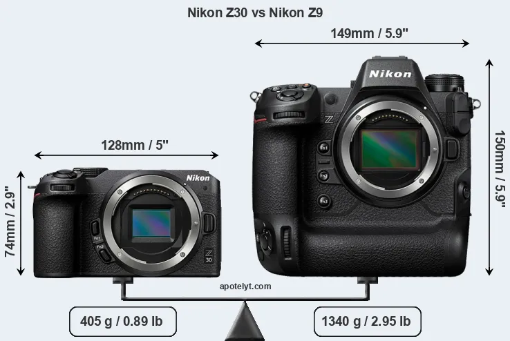 Size Nikon Z30 vs Nikon Z9