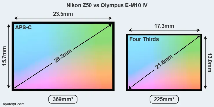 Nikon Z50 and Olympus E-M10 IV sensor measures