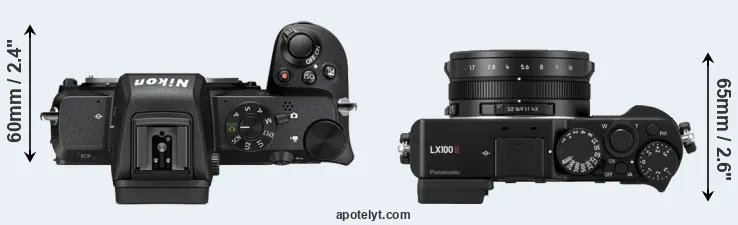 Compare Z50 versus LX100 II top