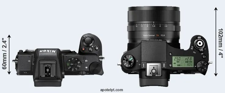 Compare Z50 versus RX10 II top