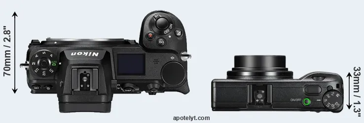 Compare Z6 II versus GR III top