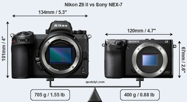 Size Nikon Z6 II vs Sony NEX-7