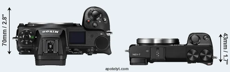 Compare Z6 II versus NEX-7 top