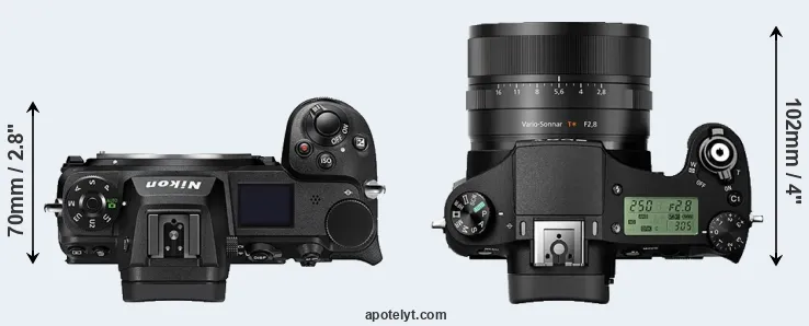 Compare Z6 II versus RX10 II top