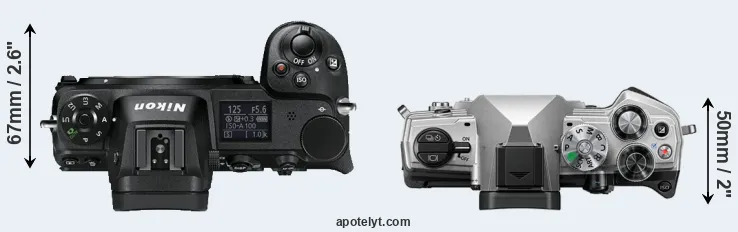 Compare Z6 versus OM-5 top