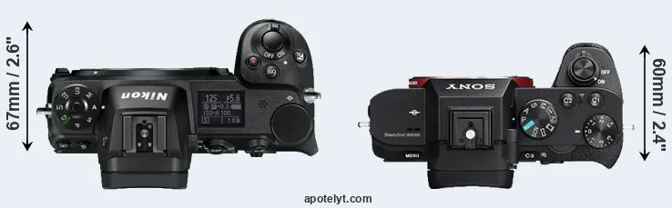 Compare Z6 versus A7R II top