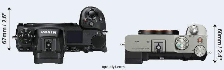 Compare Z7 versus A7C top