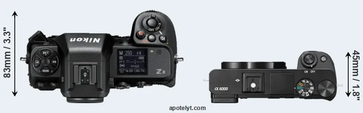 Compare Z8 versus A6000 top