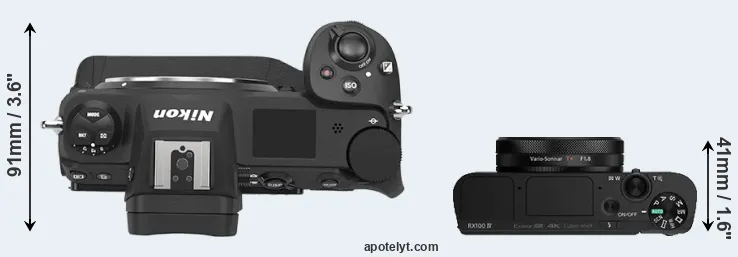 Compare Z9 versus RX100 IV top