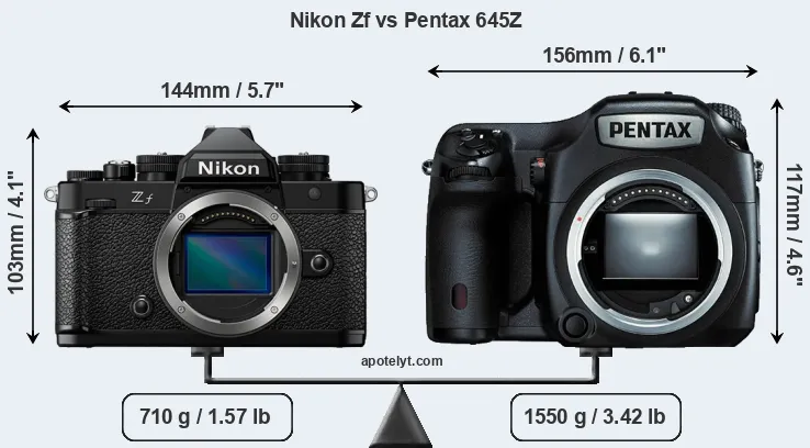 Size Nikon Zf vs Pentax 645Z
