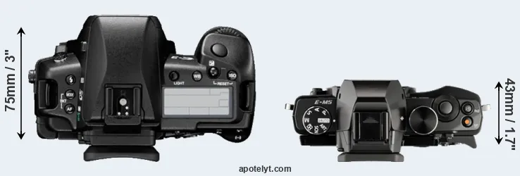 Compare E-3 versus E-M5 top