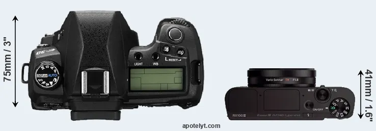 Compare E-30 versus RX100 III top