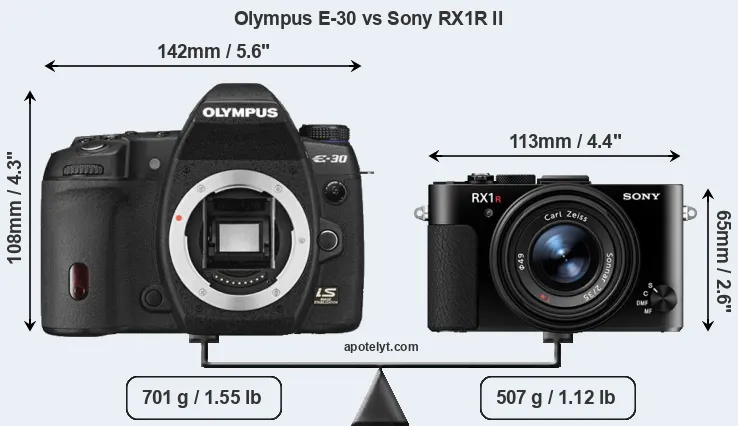 Size Olympus E-30 vs Sony RX1R II