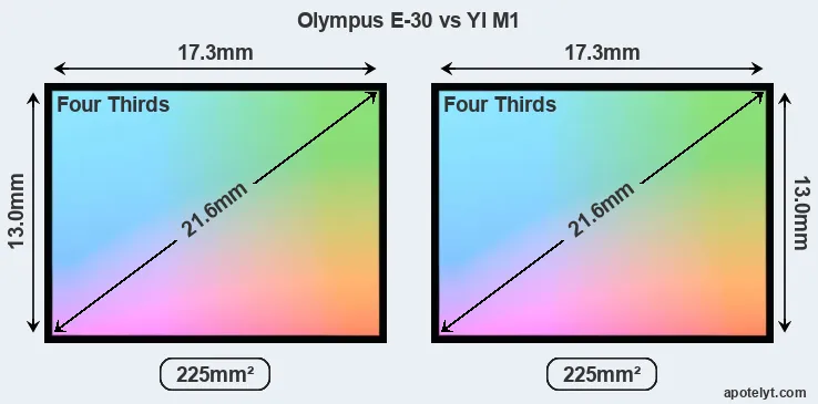 Olympus E-30 and YI M1 sensor measures