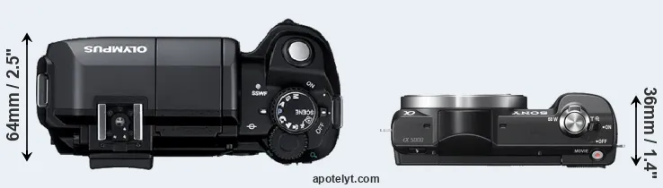 Compare E-300 versus A5000 top