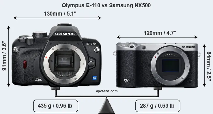 Size Olympus E-410 vs Samsung NX500