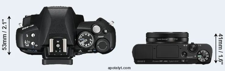 Compare E-450 versus RX100 V top