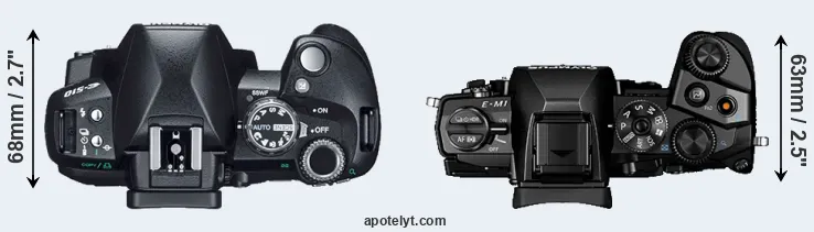 Compare E-510 versus E-M1 top