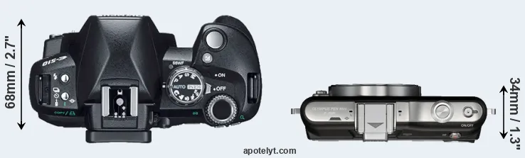 Compare E-510 versus E-PM1 top