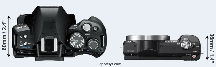 Compare E-600 versus A5000 top