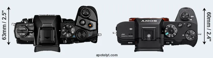 Compare E-M1 versus A7S II top