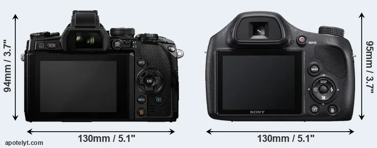 Comparison E-M1 or H400 rear