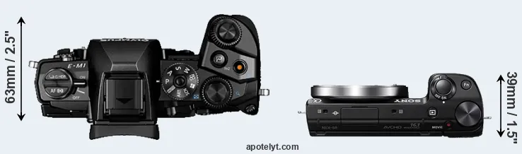 Compare E-M1 versus NEX-5R top
