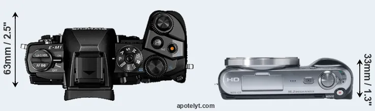 Compare E-M1 versus NEX-C3 top
