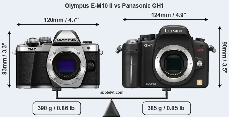 Size Olympus E-M10 II vs Panasonic GH1